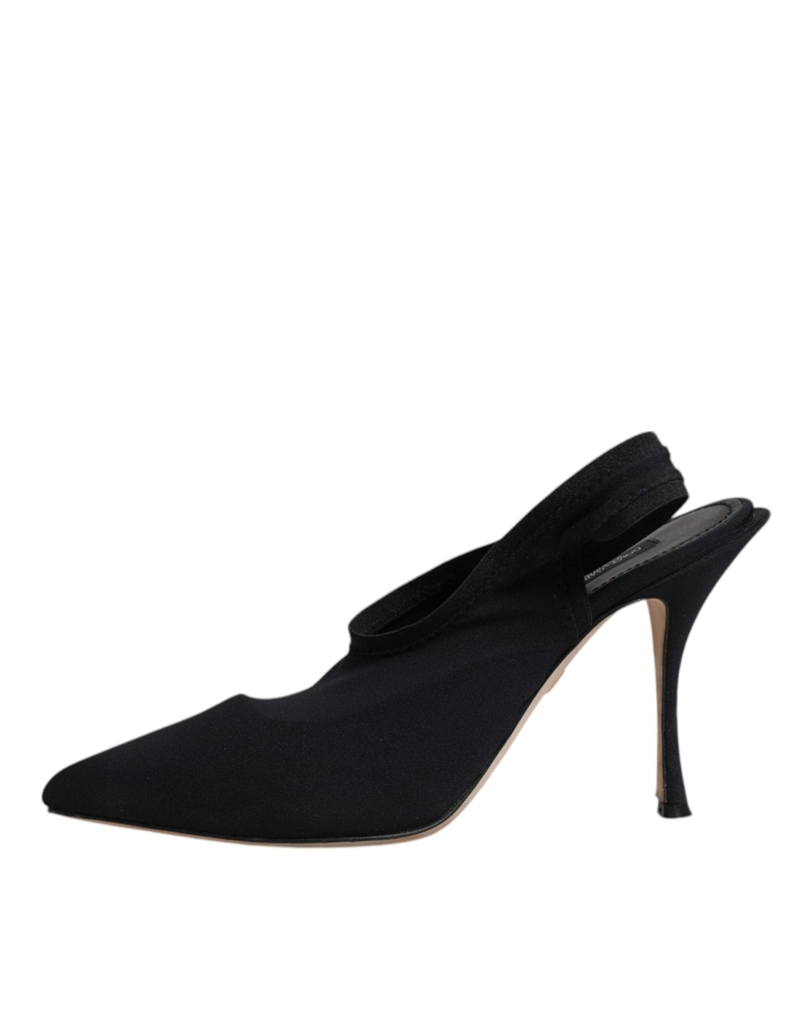 Dolce & Gabbana Black Jersey Stretch Heels Slingback Shoes - SMARTMARTNZ