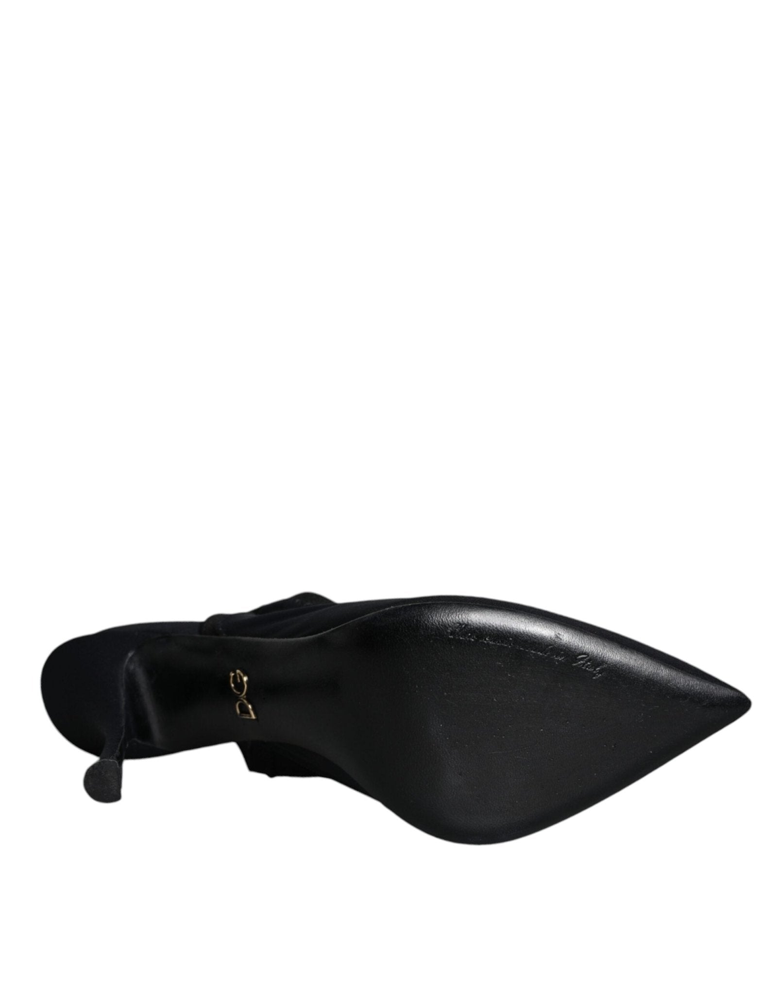 Dolce & Gabbana Black Jersey Stretch Heels Slingback Shoes - SMARTMARTNZ