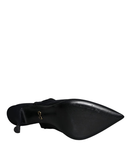 Dolce & Gabbana Black Jersey Stretch Heels Slingback Shoes - SMARTMARTNZ