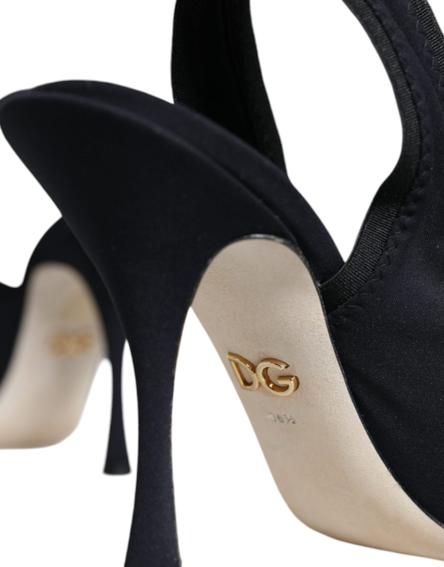 Dolce & Gabbana Black Jersey Stretch Heels Slingback Shoes - SMARTMARTNZ