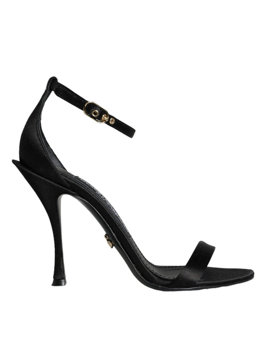 Dolce & Gabbana Black KEIRA Heels Ankle Strap Sandals Shoes - SMARTMARTNZ