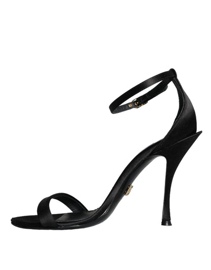 Dolce & Gabbana Black KEIRA Heels Ankle Strap Sandals Shoes - SMARTMARTNZ