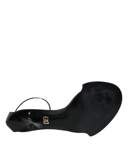 Dolce & Gabbana Black Keira Leather Faux Pearl Sandals Heels Shoes - SMARTMARTNZ