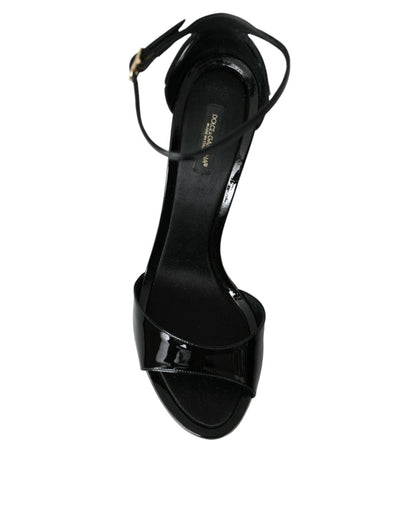 Dolce & Gabbana Black KEIRA Leather Heels Sandals Shoes - SMARTMARTNZ