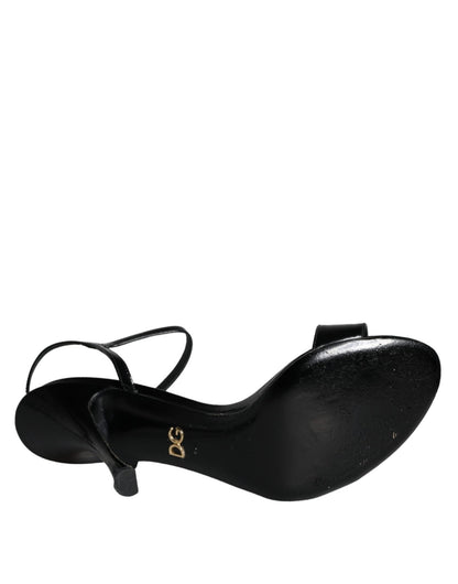 Dolce & Gabbana Black KEIRA Leather Heels Sandals Shoes - SMARTMARTNZ