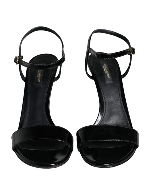 Dolce & Gabbana Black KEIRA Leather Heels Sandals Shoes - SMARTMARTNZ