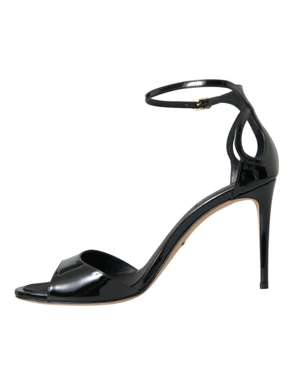 Dolce & Gabbana Black KEIRA Leather Heels Sandals Shoes - SMARTMARTNZ