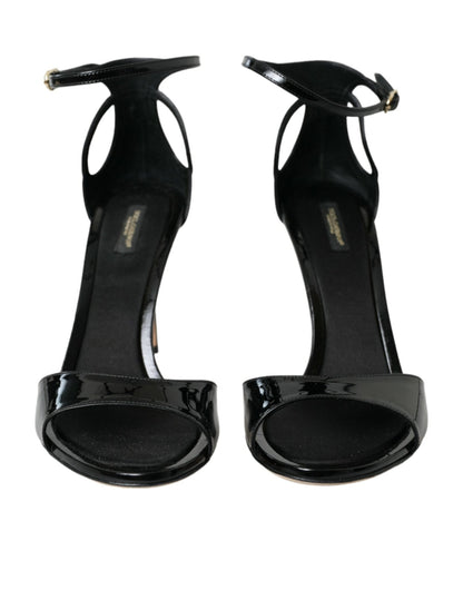 Dolce & Gabbana Black KEIRA Leather Heels Sandals Shoes - SMARTMARTNZ