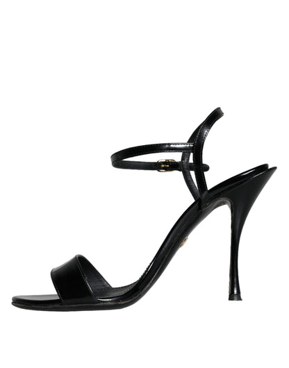 Dolce & Gabbana Black KEIRA Leather Heels Sandals Shoes - SMARTMARTNZ