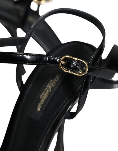Dolce & Gabbana Black KEIRA Leather Heels Sandals Shoes - SMARTMARTNZ