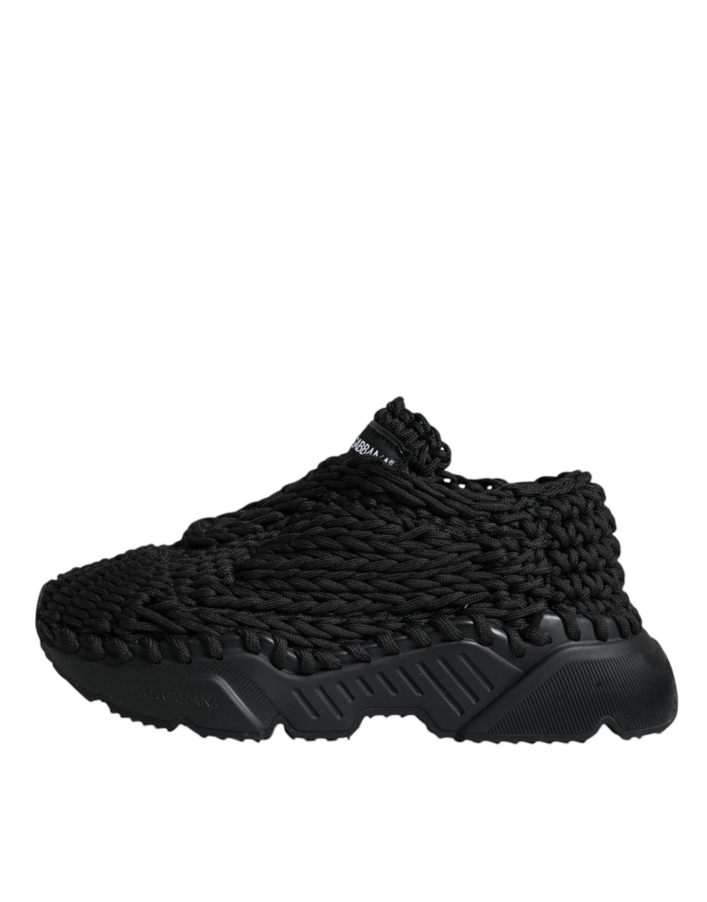Dolce & Gabbana Black Knitted Daymaster Sneakers Shoes - SMARTMARTNZ