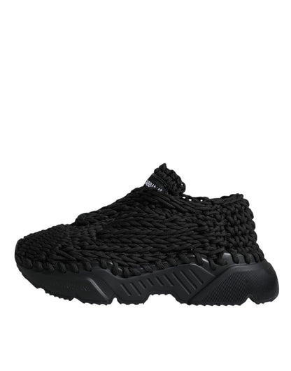 Dolce & Gabbana Black Knitted Daymaster Sneakers Shoes - SMARTMARTNZ