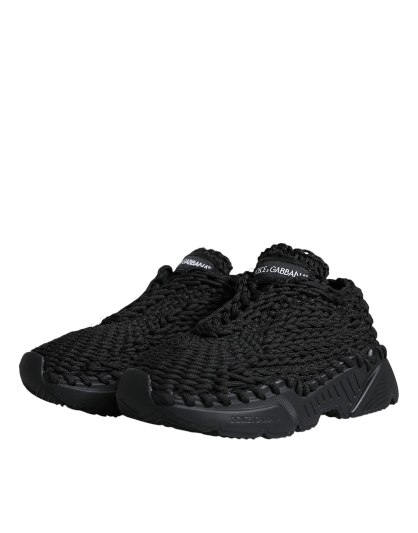 Dolce & Gabbana Black Knitted Daymaster Sneakers Shoes - SMARTMARTNZ