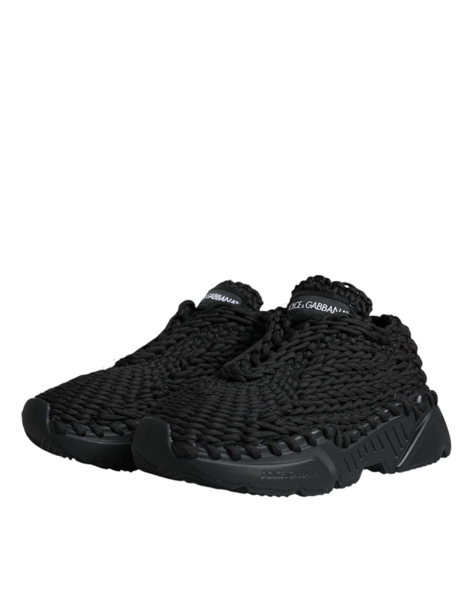 Dolce & Gabbana Black Knitted Daymaster Sneakers Shoes - SMARTMARTNZ