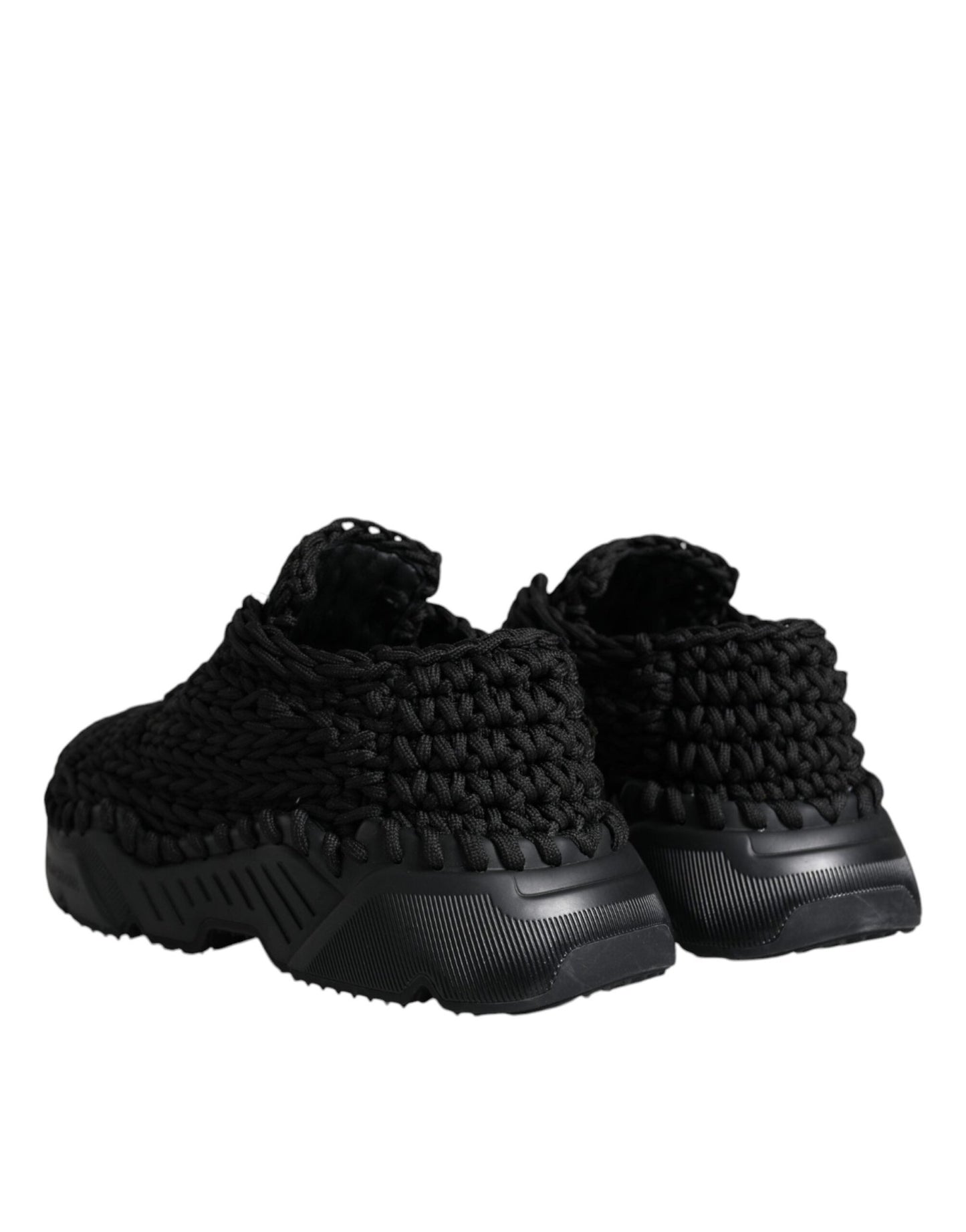 Dolce & Gabbana Black Knitted Daymaster Sneakers Shoes - SMARTMARTNZ
