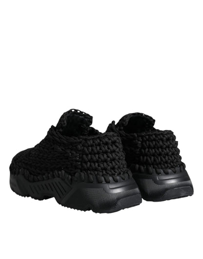 Dolce & Gabbana Black Knitted Daymaster Sneakers Shoes - SMARTMARTNZ