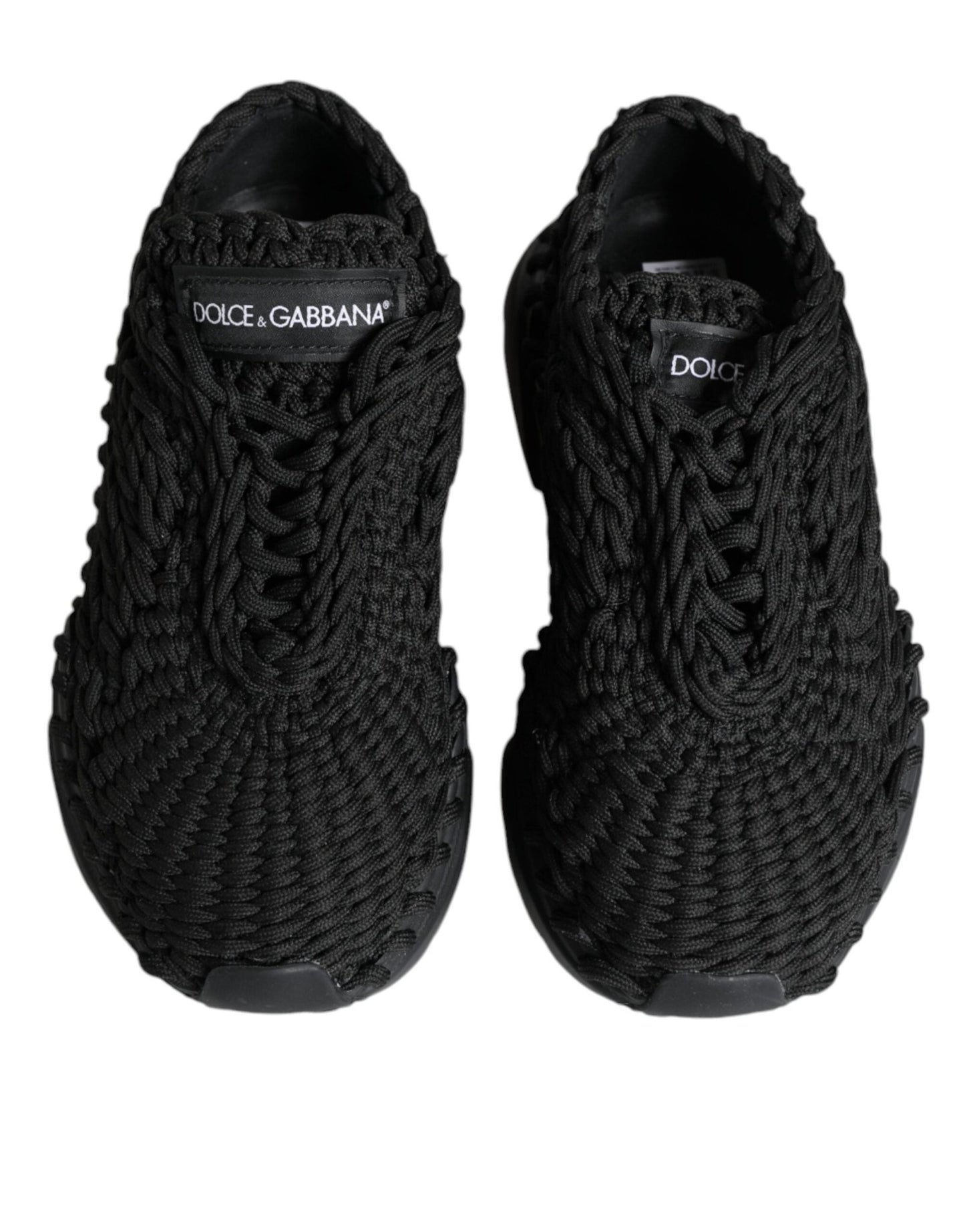Dolce & Gabbana Black Knitted Daymaster Sneakers Shoes - SMARTMARTNZ