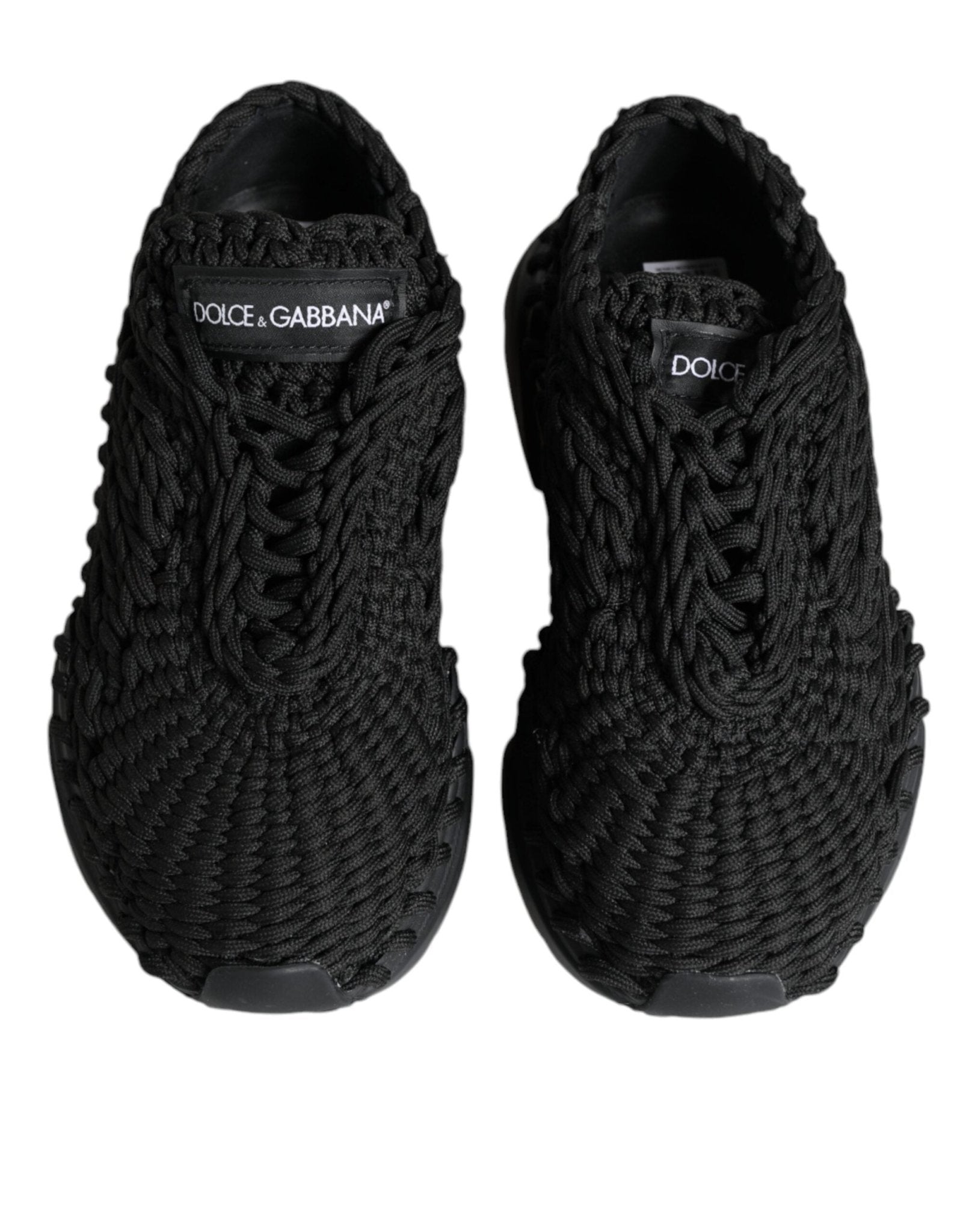 Dolce & Gabbana Black Knitted Daymaster Sneakers Shoes - SMARTMARTNZ