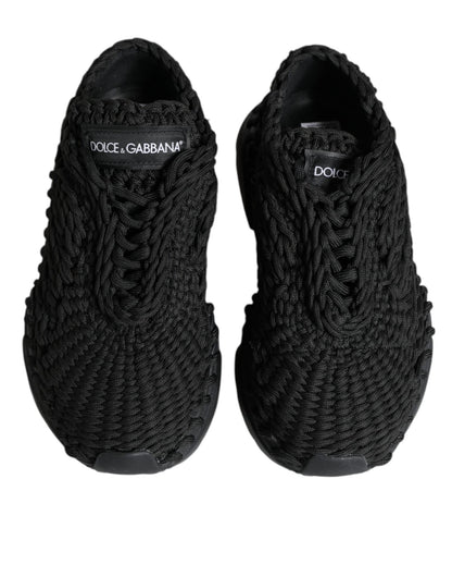 Dolce & Gabbana Black Knitted Daymaster Sneakers Shoes - SMARTMARTNZ