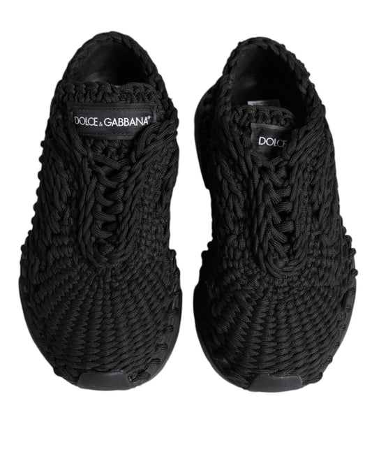 Dolce & Gabbana Black Knitted Daymaster Sneakers Shoes - SMARTMARTNZ