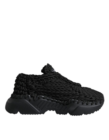 Dolce & Gabbana Black Knitted Daymaster Sneakers Shoes - SMARTMARTNZ