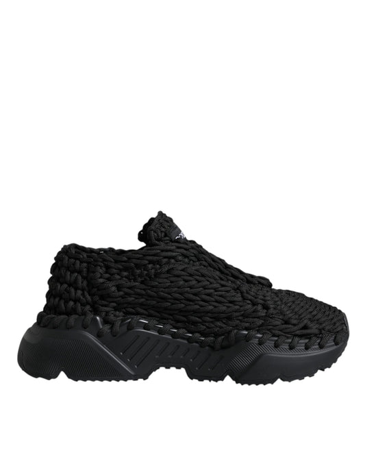 Dolce & Gabbana Black Knitted Daymaster Sneakers Shoes - SMARTMARTNZ