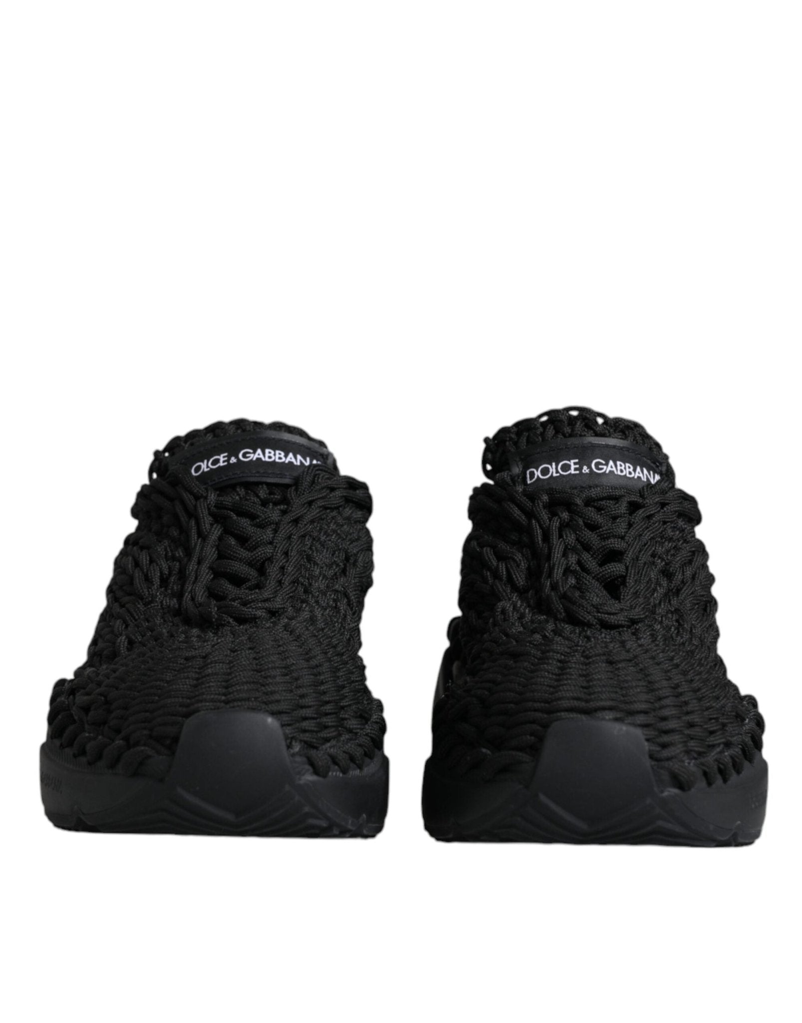 Dolce & Gabbana Black Knitted Daymaster Sneakers Shoes - SMARTMARTNZ