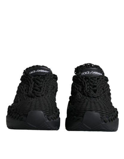 Dolce & Gabbana Black Knitted Daymaster Sneakers Shoes - SMARTMARTNZ