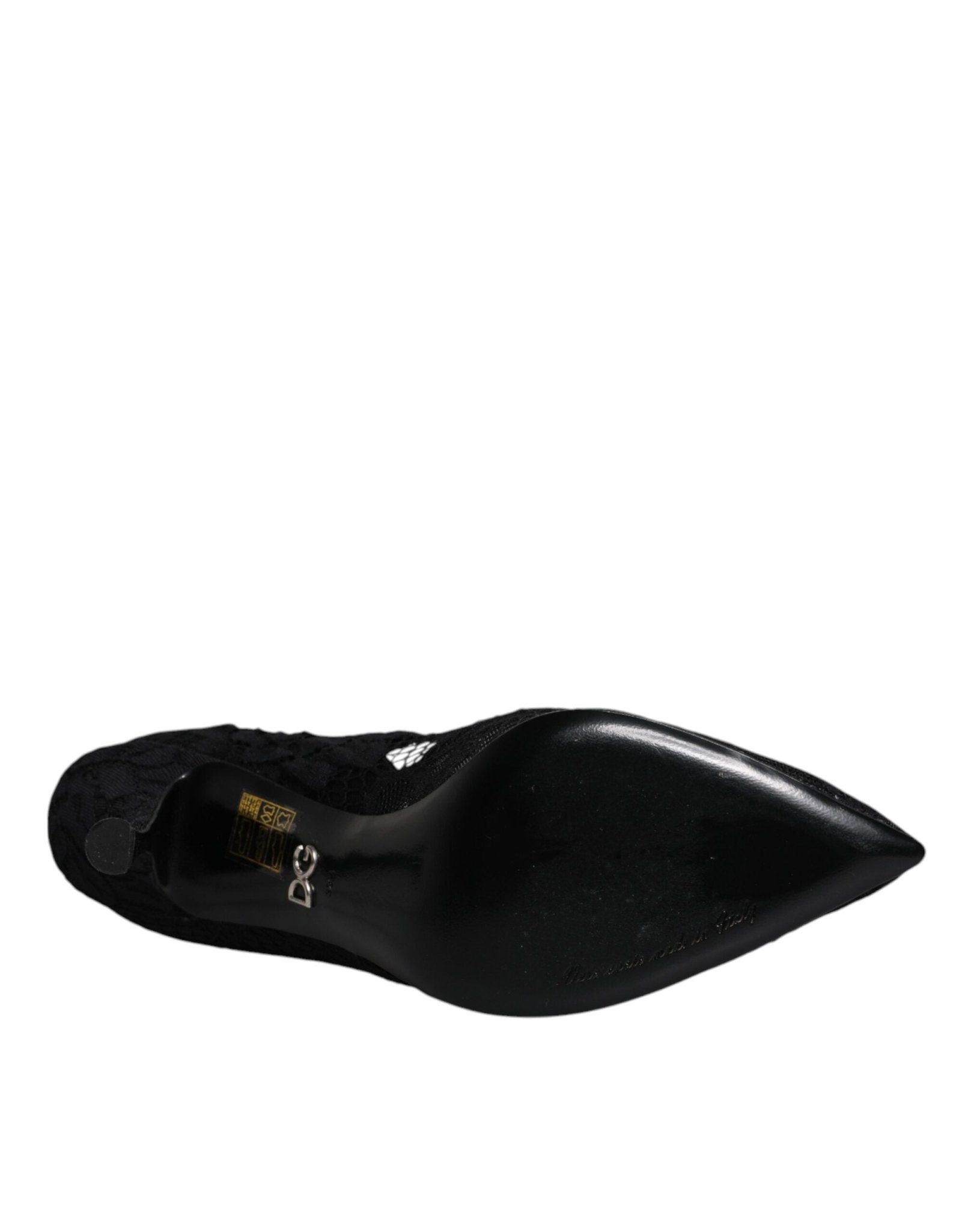 Dolce & Gabbana Black Lace Crystals Mary Jane Pumps Shoes - SMARTMARTNZ