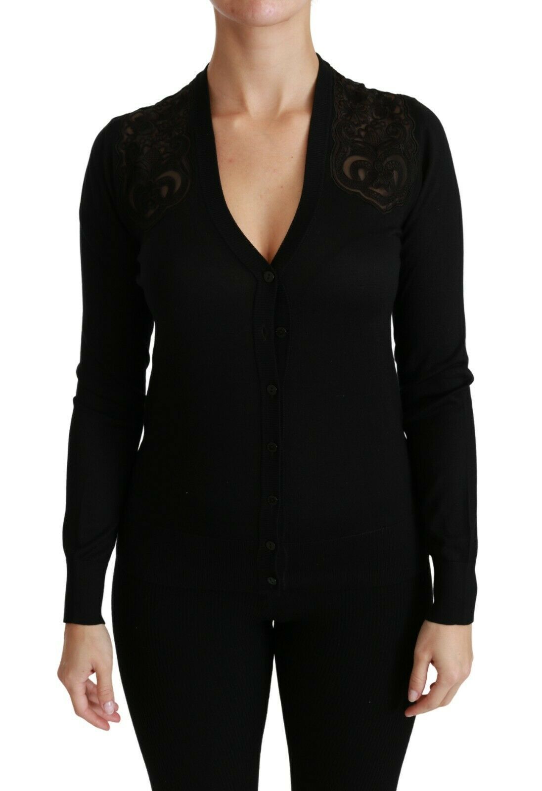 Dolce & Gabbana Black Lace Sweater Cardigan Sweater - SMARTMARTNZ