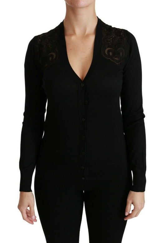Dolce & Gabbana Black Lace Sweater Cardigan Sweater - SMARTMARTNZ