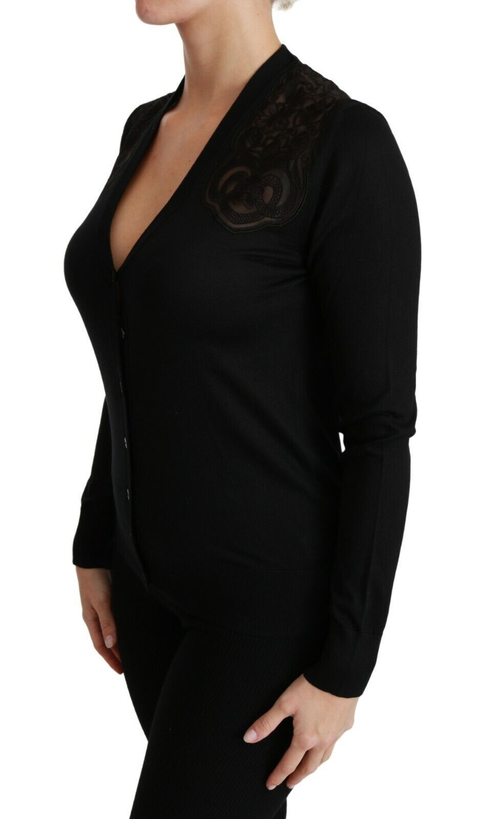 Dolce & Gabbana Black Lace Sweater Cardigan Sweater - SMARTMARTNZ