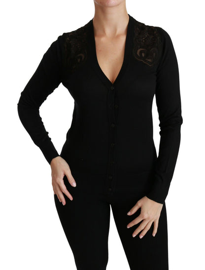 Dolce & Gabbana Black Lace Sweater Cardigan Sweater - SMARTMARTNZ