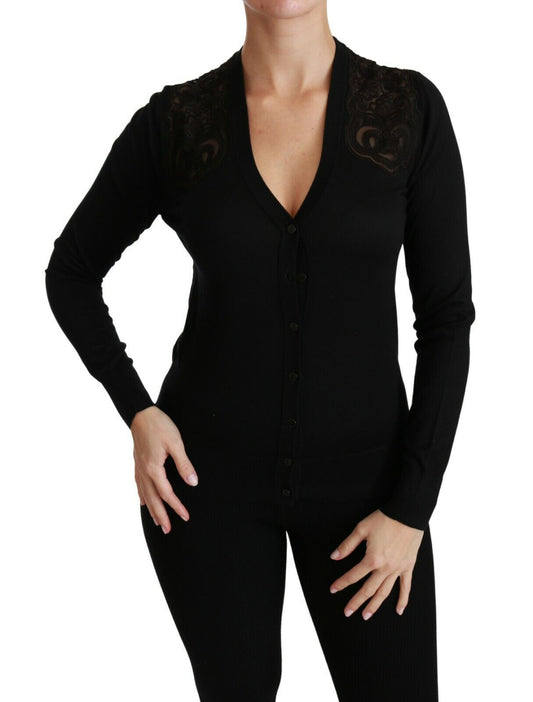 Dolce & Gabbana Black Lace Sweater Cardigan Sweater - SMARTMARTNZ