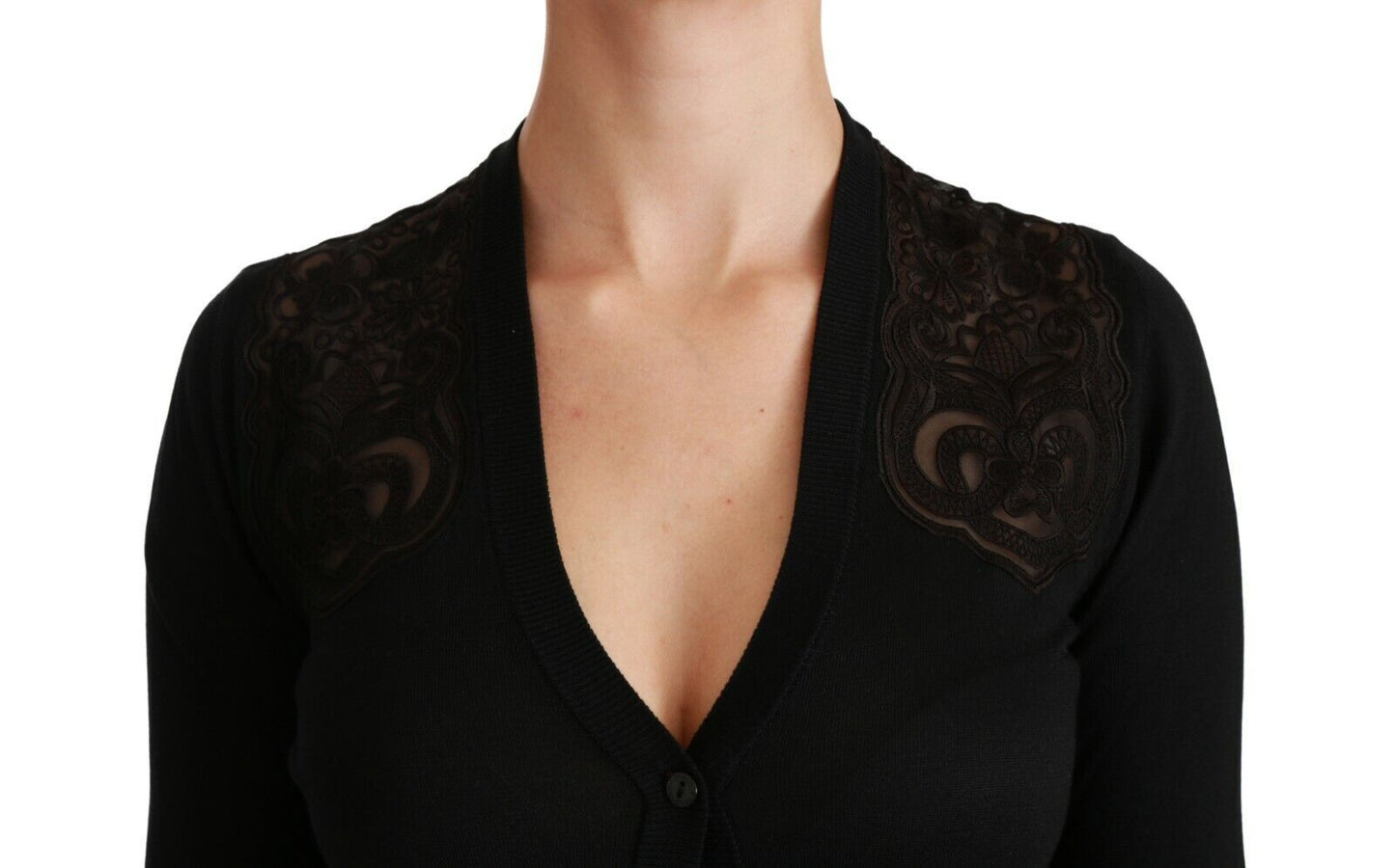 Dolce & Gabbana Black Lace Sweater Cardigan Sweater - SMARTMARTNZ