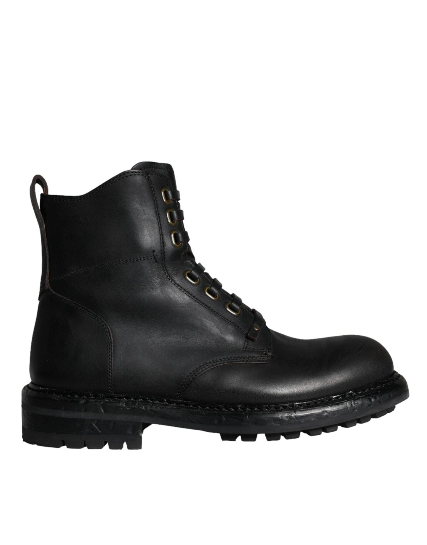Dolce & Gabbana Black Lace Up Mid Calf Boots Men Shoes - SMARTMARTNZ