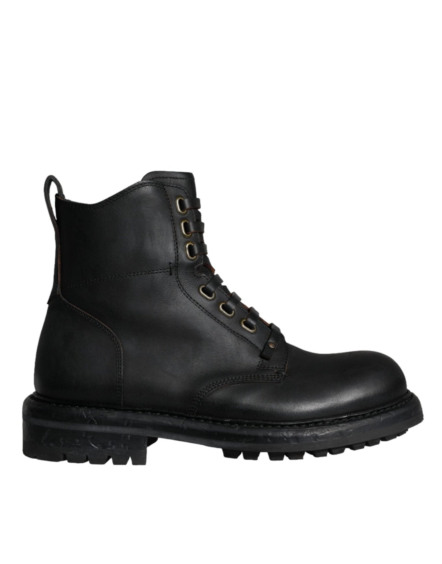 Dolce & Gabbana Black Lace Up Mid Calf Boots Men Shoes - SMARTMARTNZ