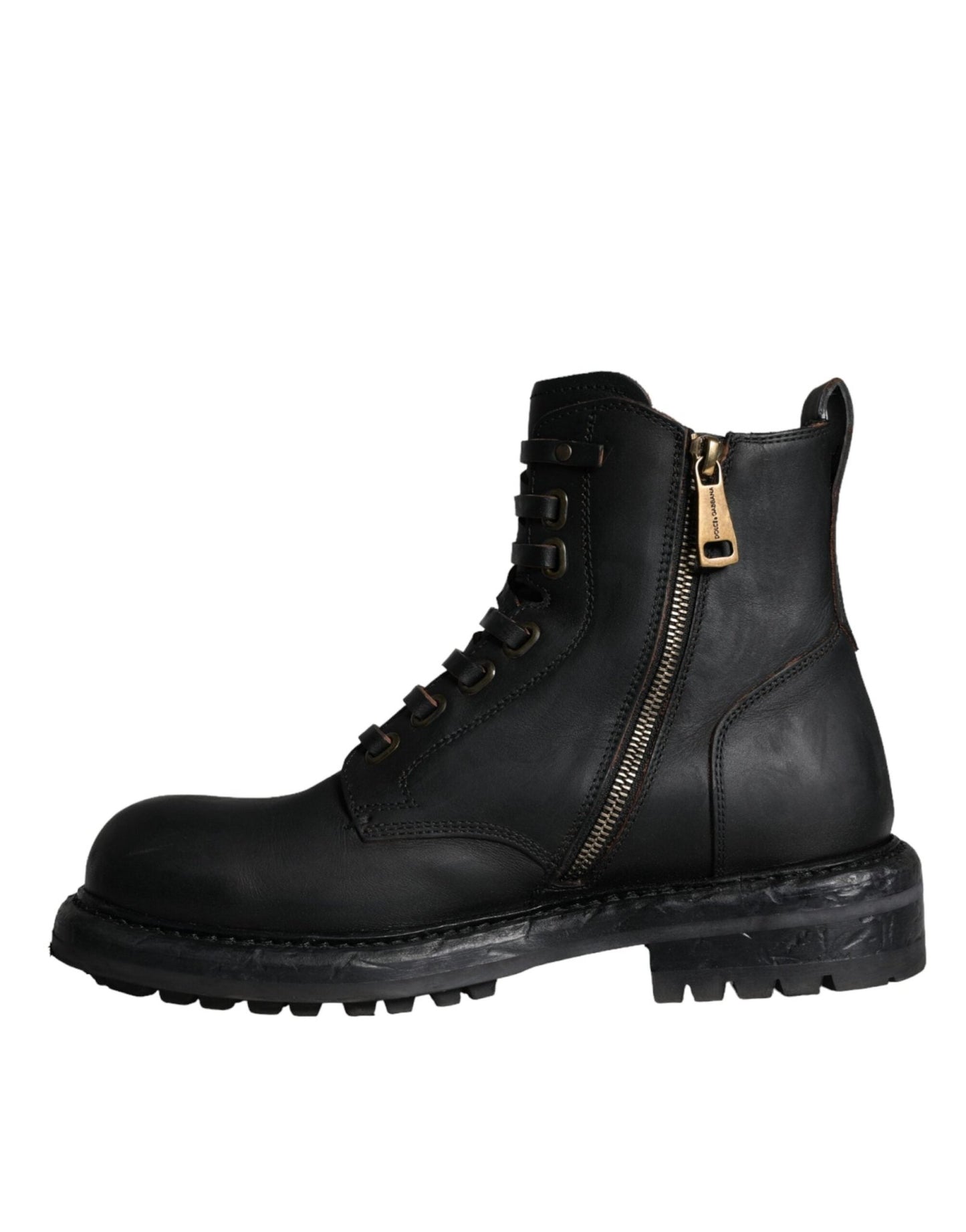 Dolce & Gabbana Black Lace Up Mid Calf Boots Men Shoes - SMARTMARTNZ