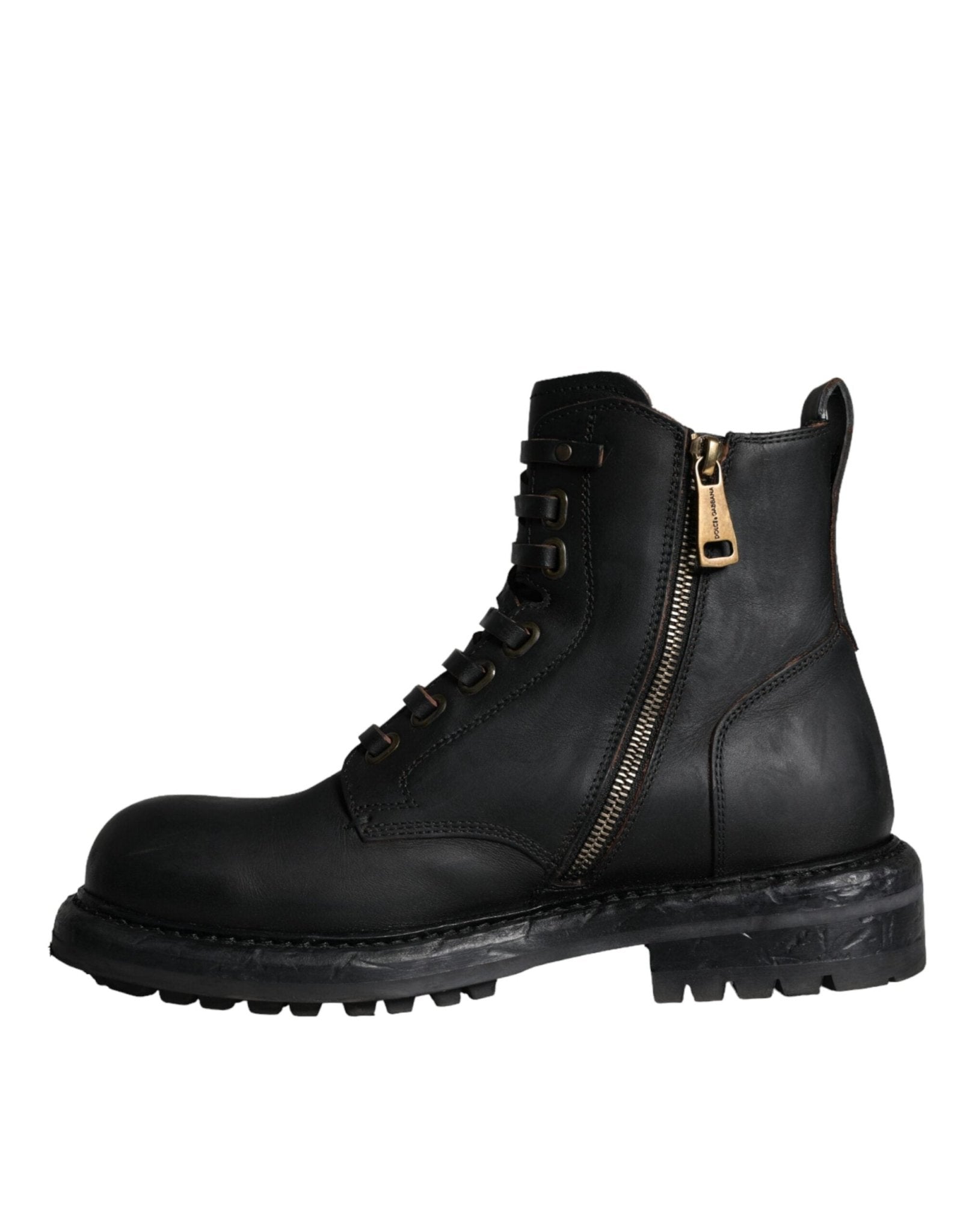 Dolce & Gabbana Black Lace Up Mid Calf Boots Men Shoes - SMARTMARTNZ