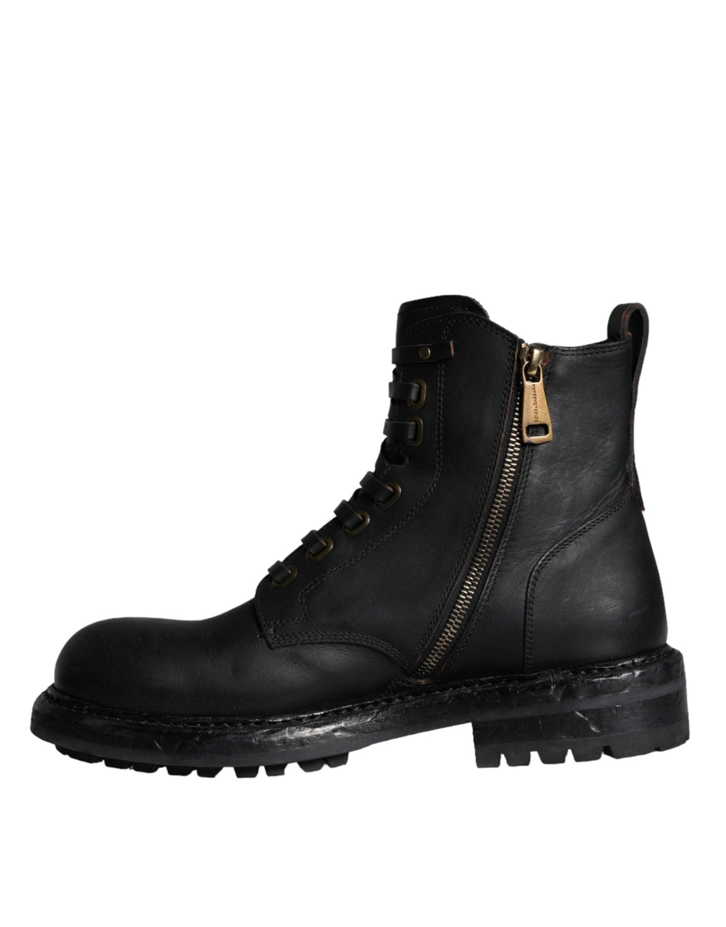 Dolce & Gabbana Black Lace Up Mid Calf Boots Men Shoes - SMARTMARTNZ