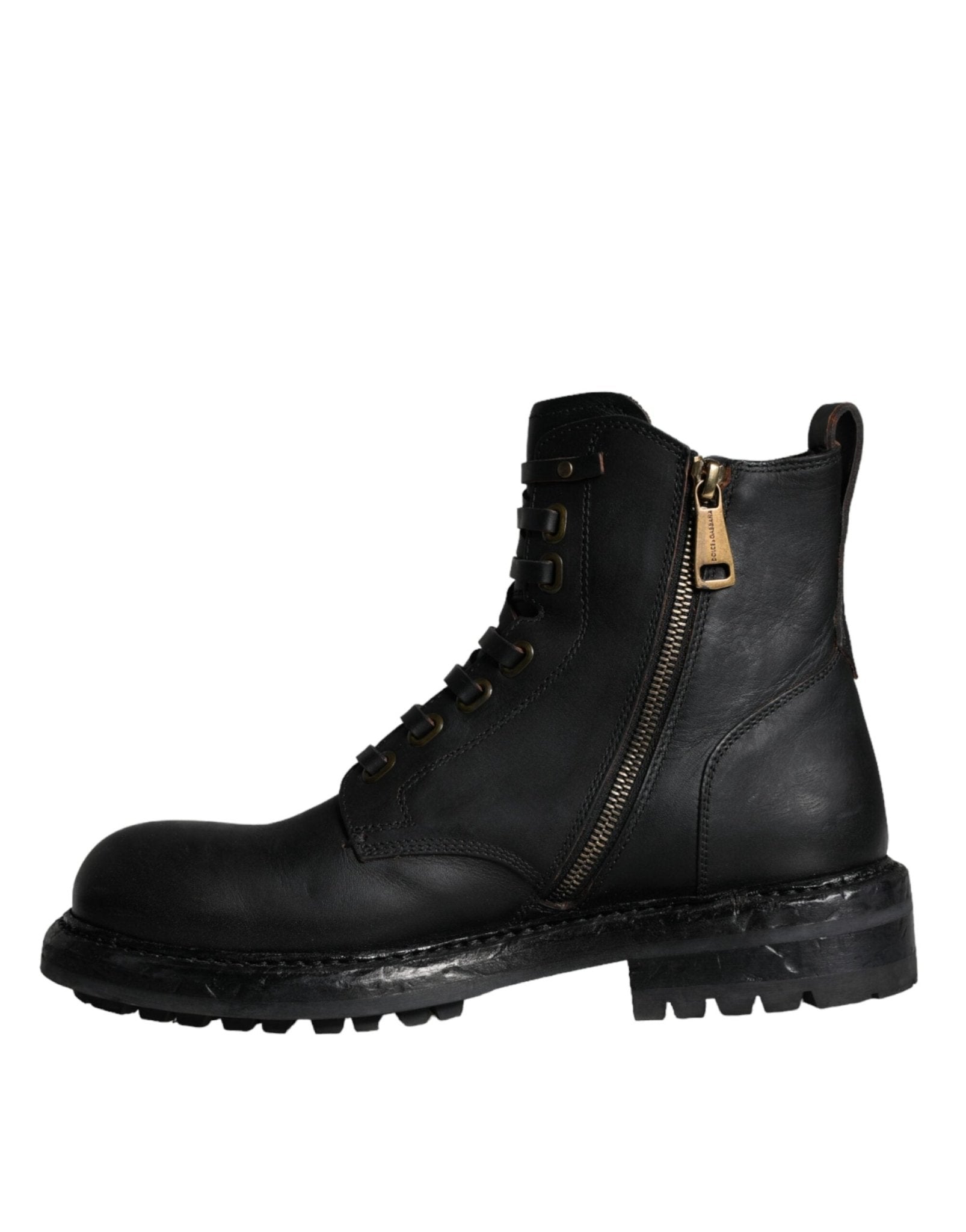 Dolce & Gabbana Black Lace Up Mid Calf Boots Men Shoes - SMARTMARTNZ