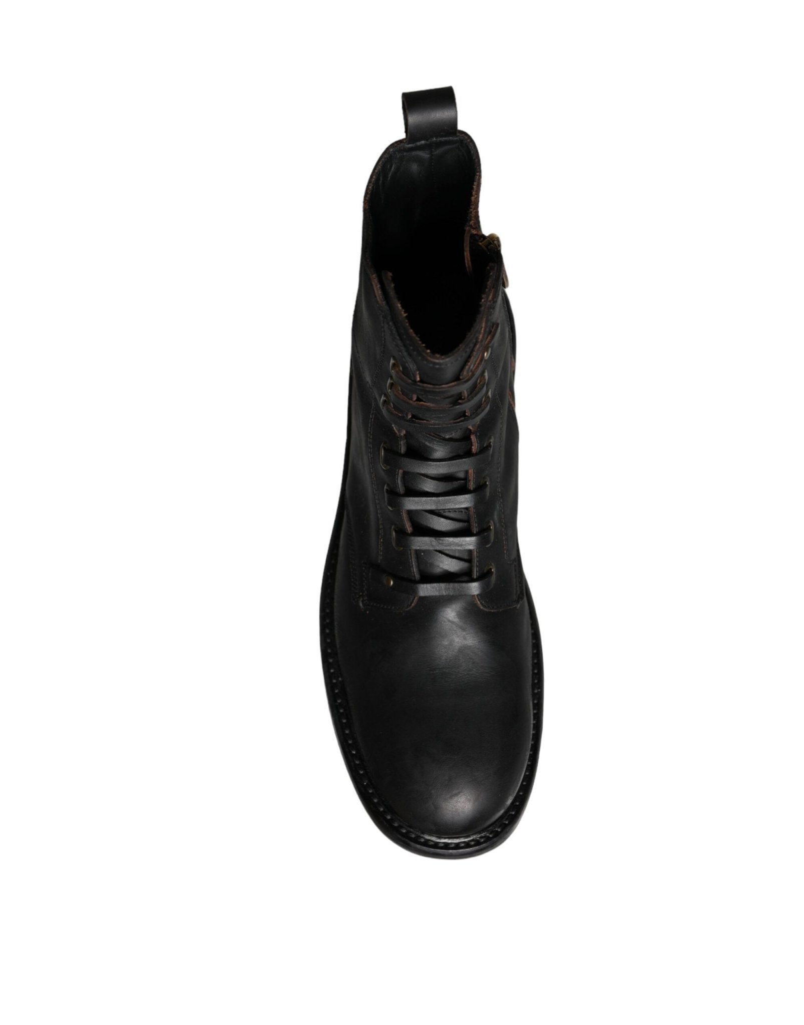 Dolce & Gabbana Black Lace Up Mid Calf Boots Men Shoes - SMARTMARTNZ