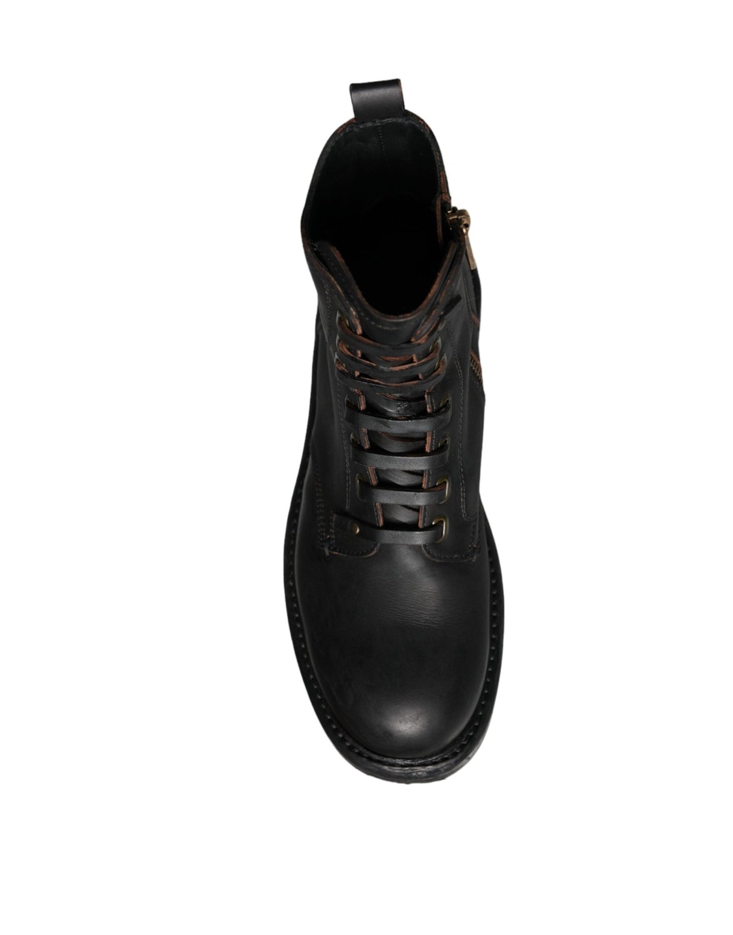 Dolce & Gabbana Black Lace Up Mid Calf Boots Men Shoes - SMARTMARTNZ