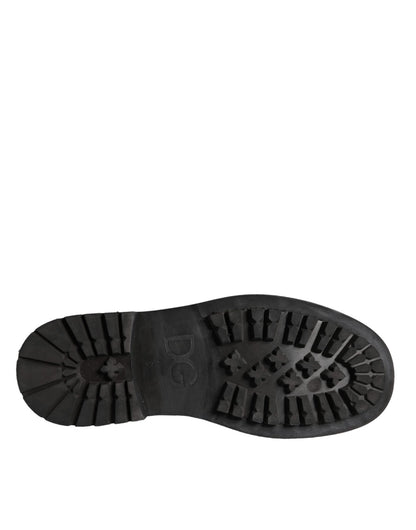 Dolce & Gabbana Black Lace Up Mid Calf Boots Men Shoes - SMARTMARTNZ