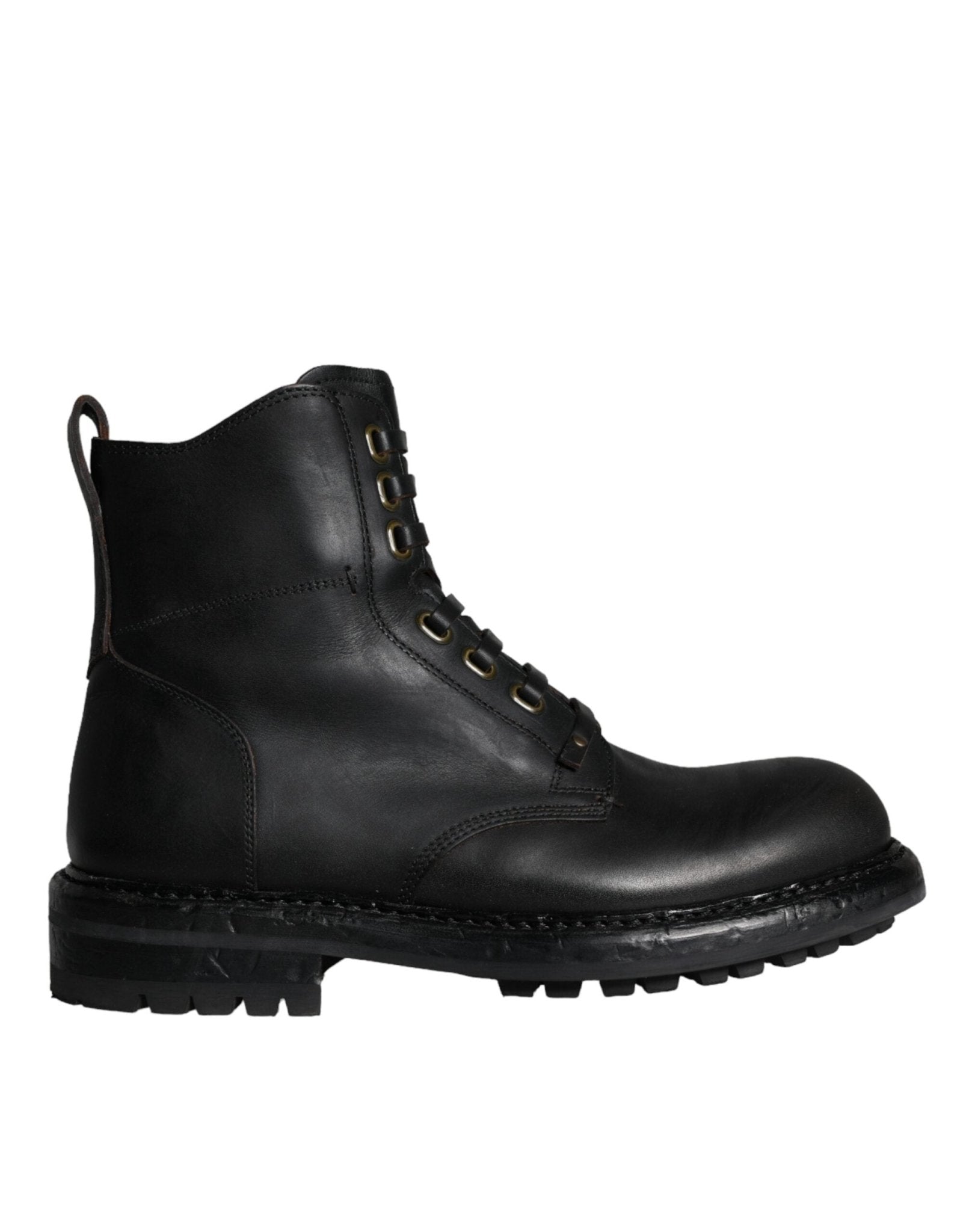 Dolce & Gabbana Black Lace Up Mid Calf Boots Men Shoes - SMARTMARTNZ