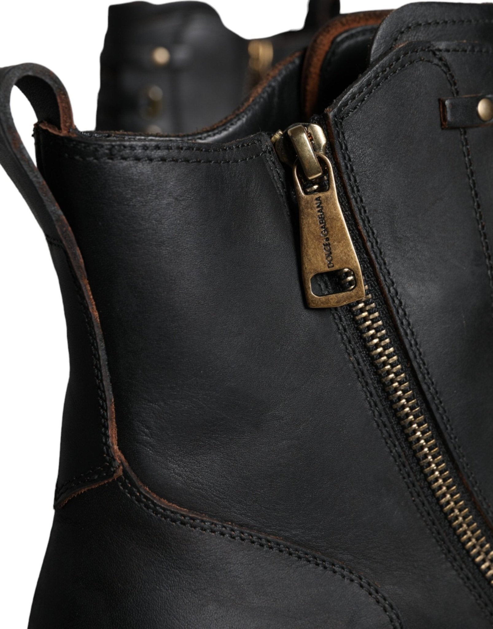 Dolce & Gabbana Black Lace Up Mid Calf Boots Men Shoes - SMARTMARTNZ