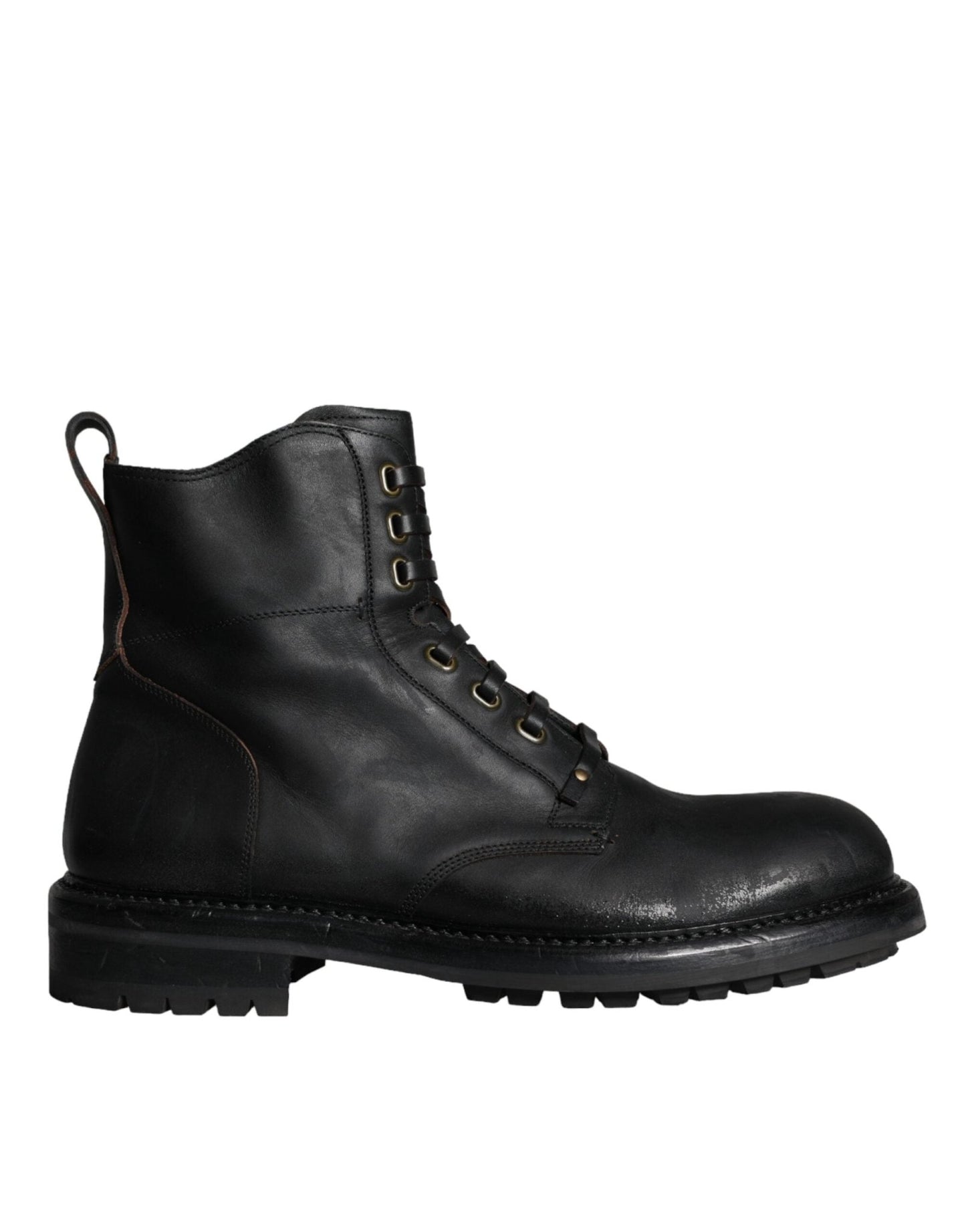 Dolce & Gabbana Black Lace Up Mid Calf Boots Men Shoes - SMARTMARTNZ
