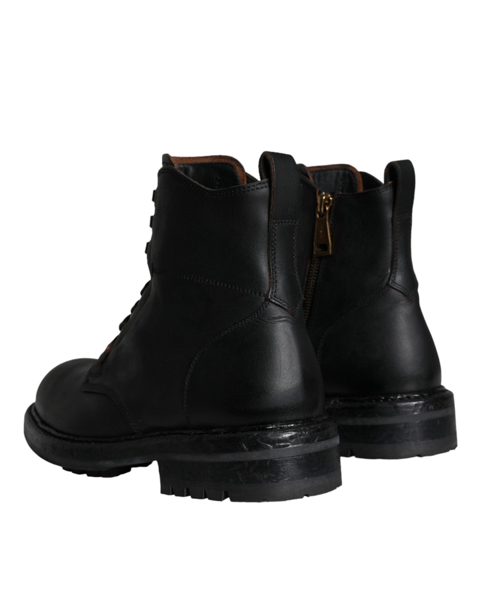 Dolce & Gabbana Black Lace Up Mid Calf Boots Men Shoes - SMARTMARTNZ