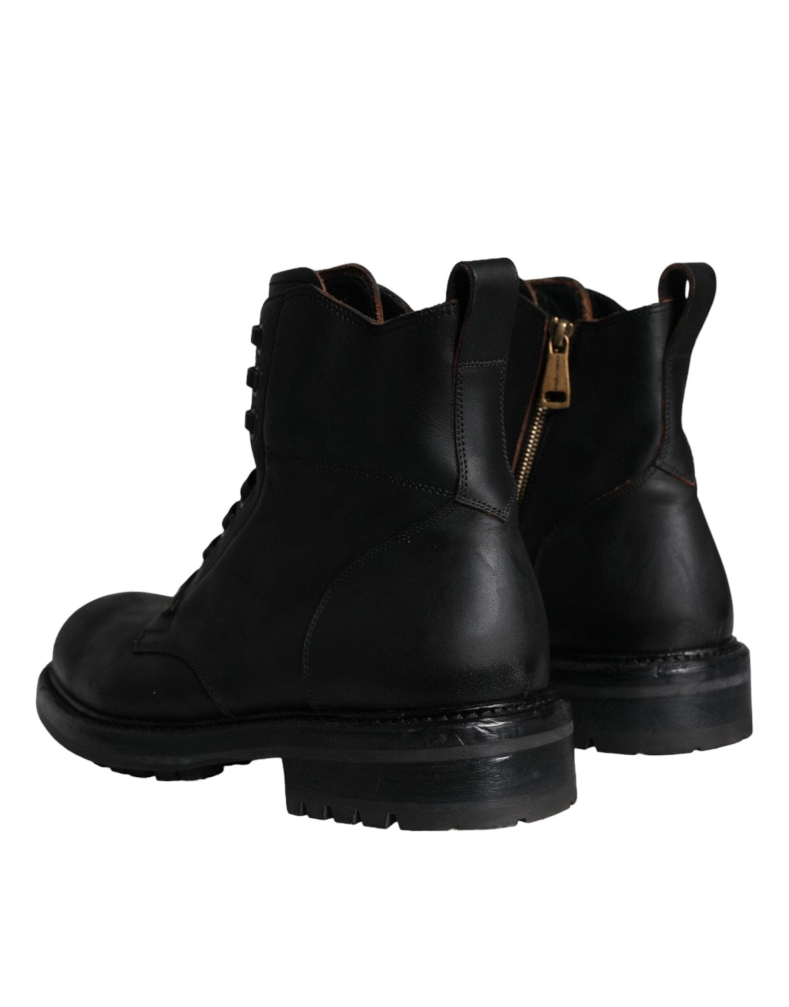 Dolce & Gabbana Black Lace Up Mid Calf Boots Men Shoes - SMARTMARTNZ