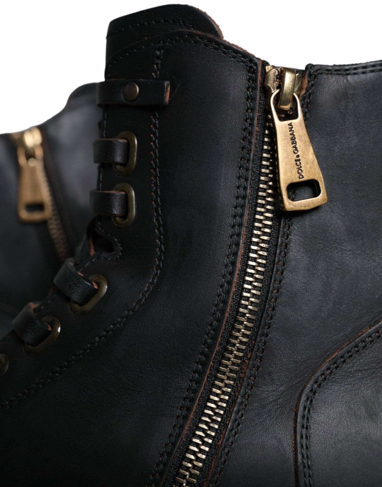 Dolce & Gabbana Black Lace Up Mid Calf Boots Men Shoes - SMARTMARTNZ